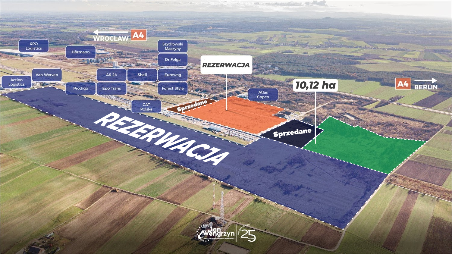 Investment site right next to the A4 and A18 motorways, MPZP, utilities, A4 exit
